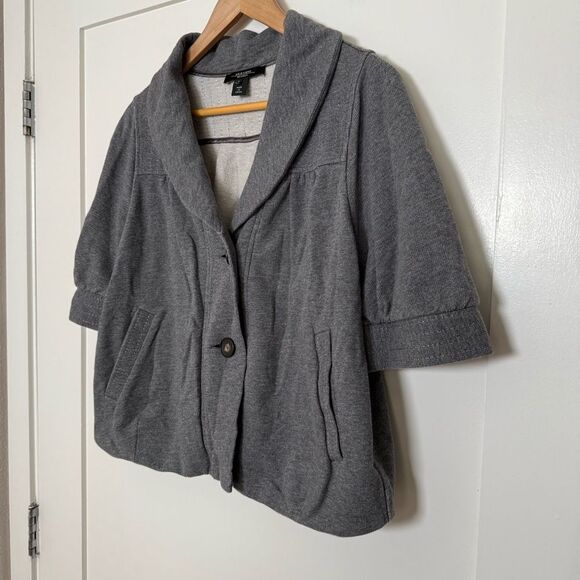 Weekend Max Mara Cardigan Jacket Womens Sz L Gray Button Up Short Sleeve Soft - Picture 2 of 14